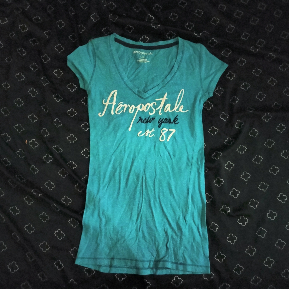 Aeropostale Teal Graphic T-Shirt